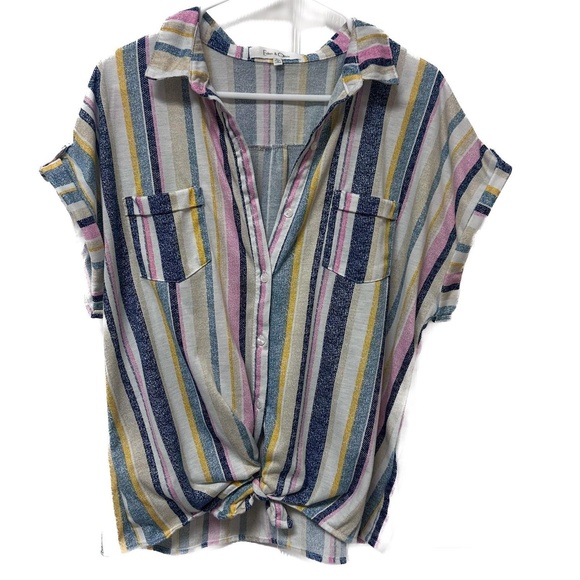 Eden & Olivia Multicolor Button Down Shirt - Tie Front & Pockets Womens size XL - Picture 1 of 4